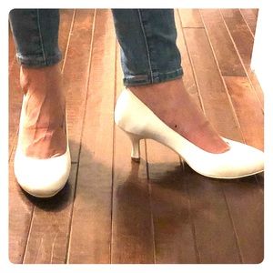 Ivory Satin Bridal Round Toe Pumps